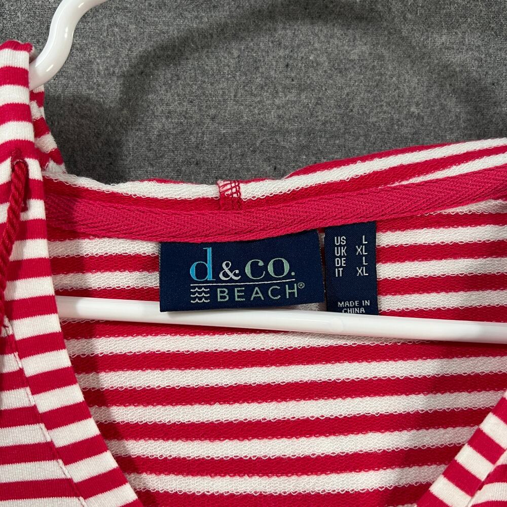 Denim & Co. Beach French Terry Hooded Cover-Up with Pockets Red Size Large - Picture 3 of 11